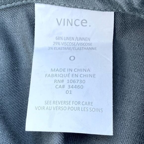 Vince Olive Linen Blend Fold Over Tie Waist Pocketed Mini Skirt. Size 0 EUC - Picture 7 of 8